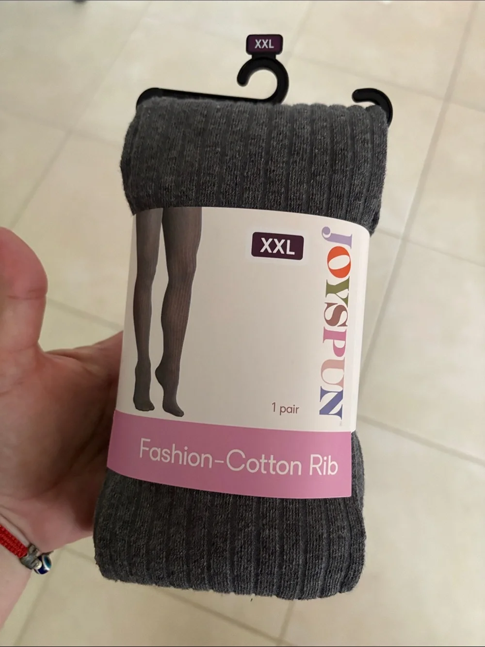 NWT XXL 2X grey ribbed tights cotton 2033
